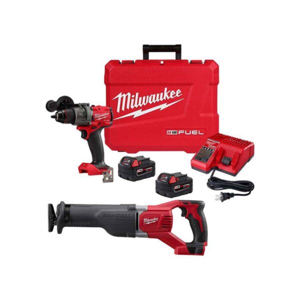 2904-22-2621-20 M18 Fuel 18-V Lithium-Ion Brushless Cordless 1/2 in. Hammer Drill Driver Kit with SAWZALL Reciprocating Saw