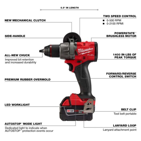 2904-22-2621-20 M18 Fuel 18-V Lithium-Ion Brushless Cordless 1/2 in. Hammer Drill Driver Kit with SAWZALL Reciprocating Saw - Image 4
