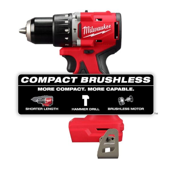 3602-20 M18 18V Lithium-Ion Brushless Cordless 1/2 in. Compact Hammer Drill/Driver (Tool-Only) - Image 4