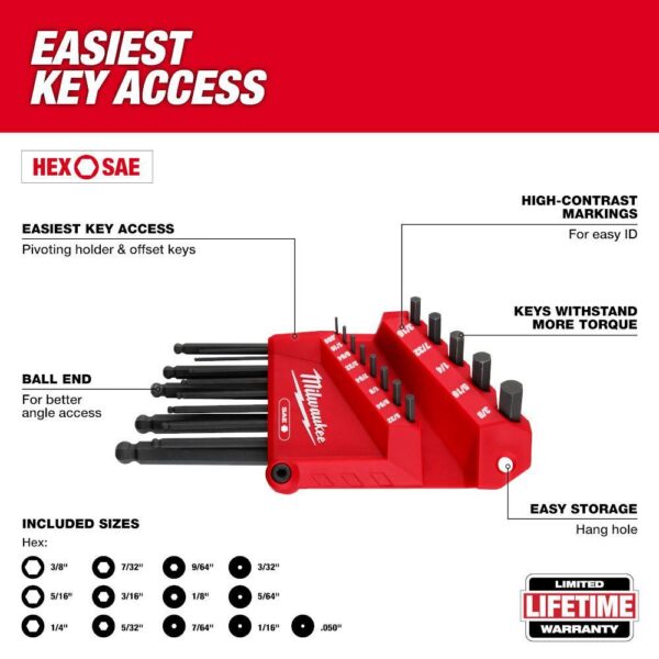 48-22-2187 Ball End SAE/Metric L- Key Set (22-Piece) - Image 6
