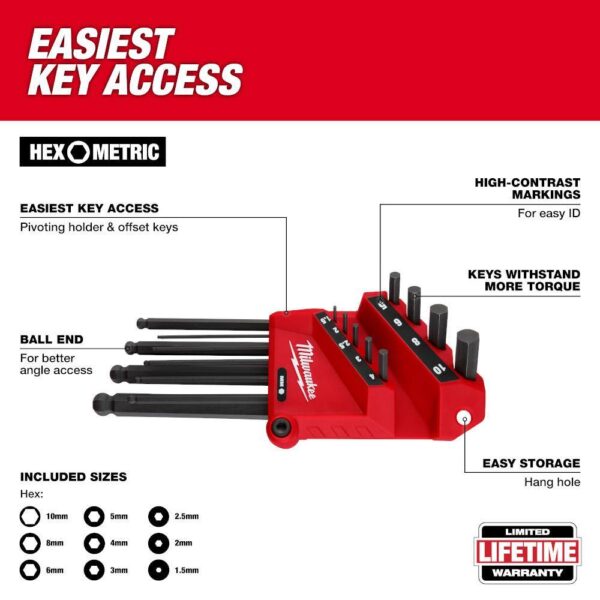 48-22-2187 Ball End SAE/Metric L- Key Set (22-Piece) - Image 5