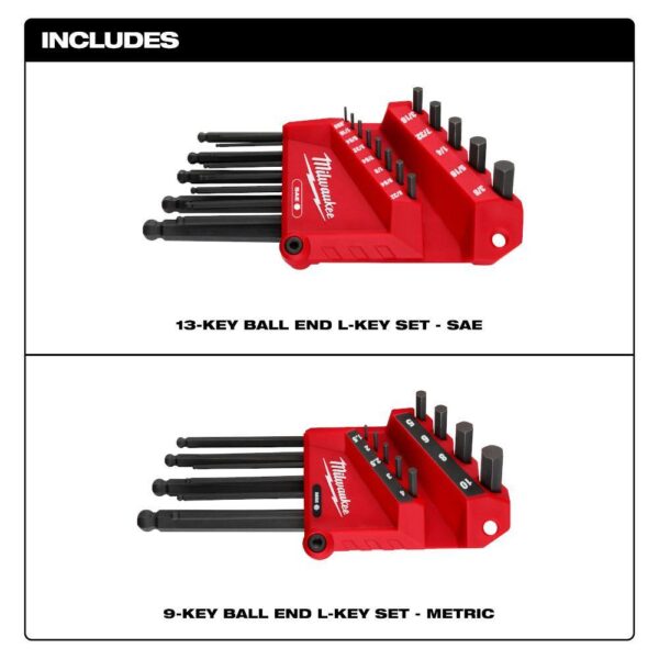 48-22-2187 Ball End SAE/Metric L- Key Set (22-Piece) - Image 7