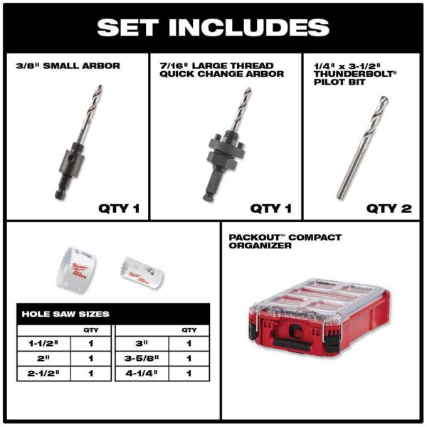 49-56-9295-49-22-5606 BIG HAWG Carbide Hole Saw and Bi-Metal General Purpose Hole Saw Set with PACKOUT Cases (19-Piece) - Image 5