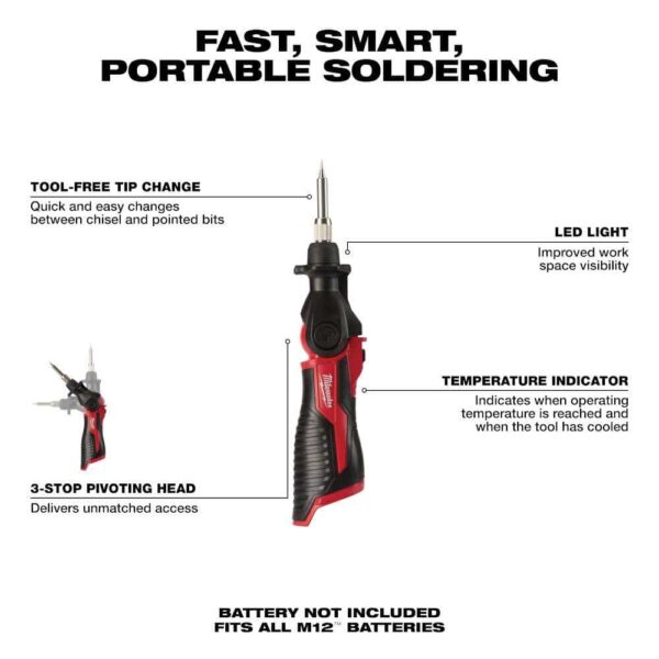 2551-22-2488-20 M12 FUEL SURGE 12-Volt Lithium-Ion 1/4 in. Cordless Hex Impact Driver Compact Kit with M12 Soldering Iron - Image 6