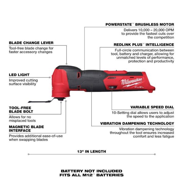 2551-22-2526-20-3404-20 M12 FUEL SURGE 12V Lithium-Ion Brushless Cordless 1/4 in. Impact Driver Compact Kit Multi-Tool   1/2 in. Hammer Drill - Image 3