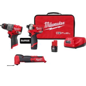 2551-22-2526-20-3404-20 M12 FUEL SURGE 12V Lithium-Ion Brushless Cordless 1/4 in. Impact Driver Compact Kit Multi-Tool   1/2 in. Hammer Drill