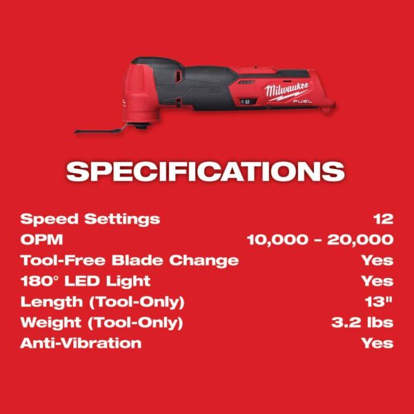 2551-22-2526-20-3404-20 M12 FUEL SURGE 12V Lithium-Ion Brushless Cordless 1/4 in. Impact Driver Compact Kit Multi-Tool   1/2 in. Hammer Drill - Image 6