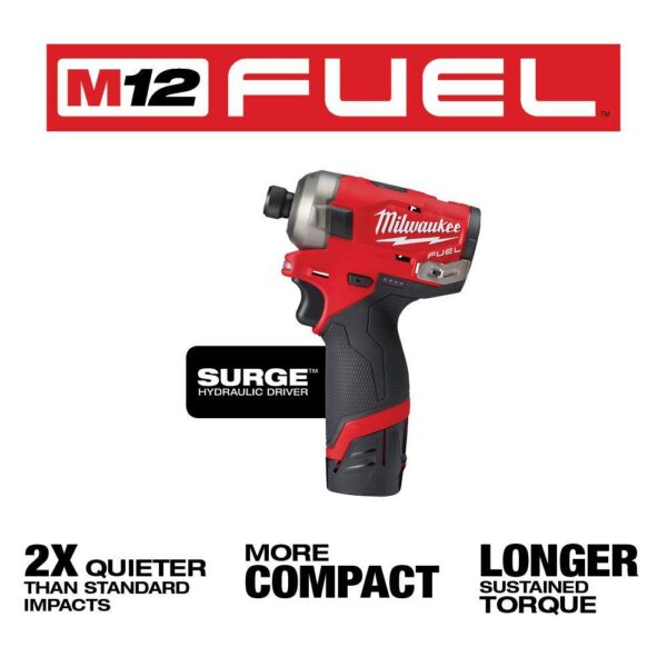 2551-22-2554-20-2522-20 M12 FUEL SURGE 12V Lithium-Ion Brushless Cordless 1/4  Hex Impact Driver Kit w/M12 FUEL Impact Wrench   Cutoff Saw - Image 3
