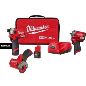 2551-22-2554-20-2522-20 M12 FUEL SURGE 12V Lithium-Ion Brushless Cordless 1/4  Hex Impact Driver Kit w/M12 FUEL Impact Wrench   Cutoff Saw