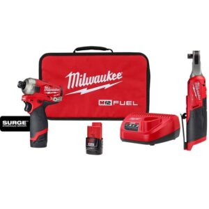 2551-22-2567-20 M12 FUEL 12V Lithium-Ion Cordless SURGE 1/4 in. Hex Impact Driver and M12 FUEL High Speed 3/8 in. Ratchet Combo Kit