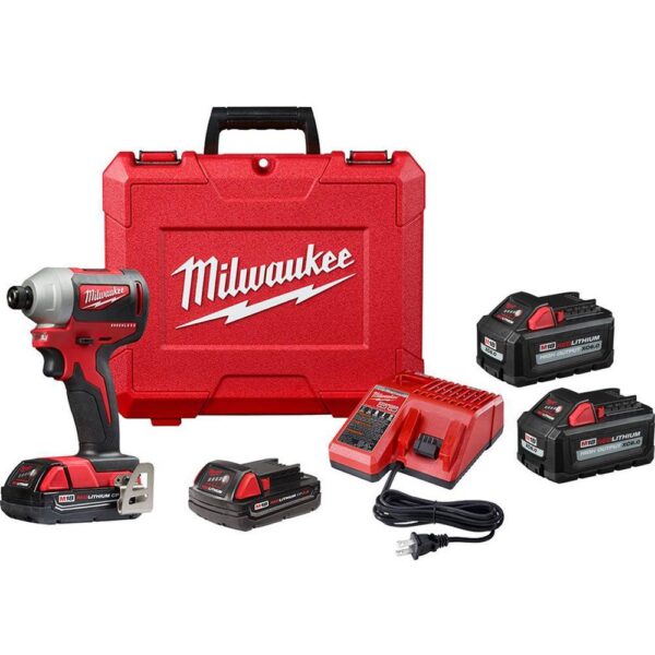 2850-22CT-48-11-1862 M18 18V Lithium-Ion Brushless Cordless 1/4 in. Impact Driver Kit with Two 2.0 Ah and Two 6.0Ah Batteries