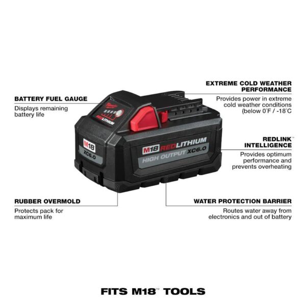 2850-22CT-48-11-1862 M18 18V Lithium-Ion Brushless Cordless 1/4 in. Impact Driver Kit with Two 2.0 Ah and Two 6.0Ah Batteries - Image 4