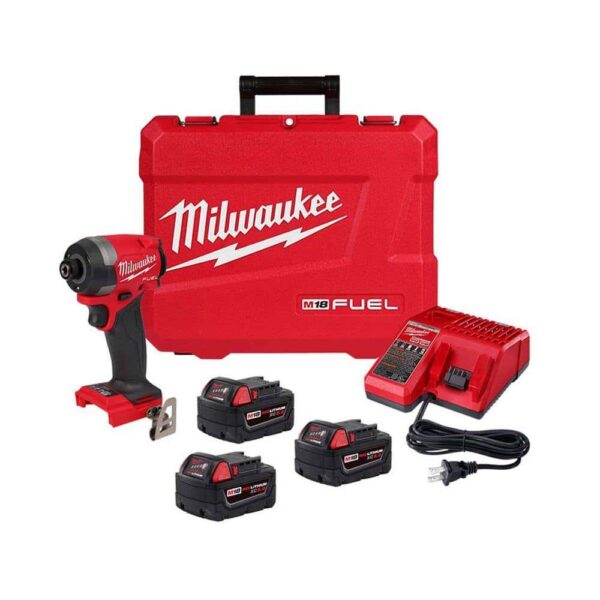 2953-22-48-11-1850 M18 Fuel 18-V Lithium-Ion Brushless Cordless 1/4 in. Hex Impact Driver Kit w/(3) 5.0 Ah Batteries, Charger   Hard Case