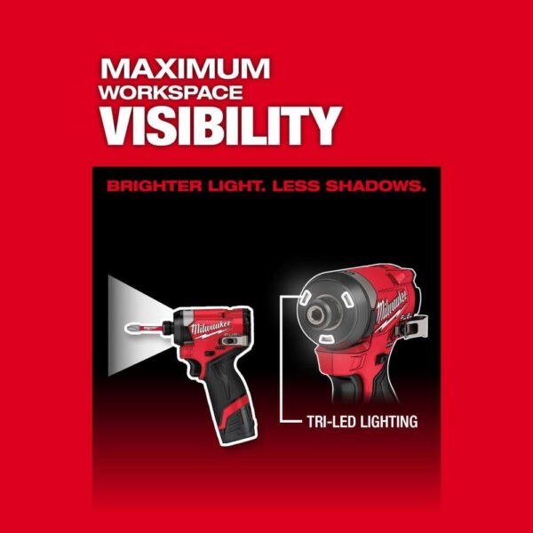 3453-20-3404-20-48-11-2425-48-11-2425 M12 FUEL 12V Lithium-Ion Brushless Cordless 1/4 in Impact Driver, 1/2 in Hammer Drill - Image 7