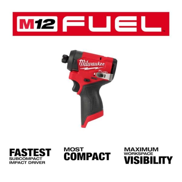3453-20-48-59-2424 M12 FUEL 12V Lithium-Ion Brushless Cordless 1/4 in. Hex Impact Driver w/One 4.0 Ah and One 2.0 Ah Batteries and Charger - Image 3