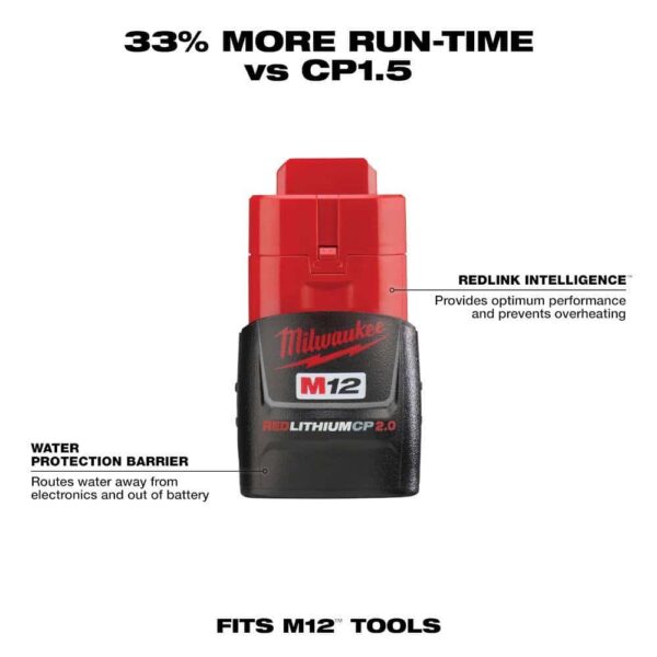 3453-20-48-59-2424 M12 FUEL 12V Lithium-Ion Brushless Cordless 1/4 in. Hex Impact Driver w/One 4.0 Ah and One 2.0 Ah Batteries and Charger - Image 11