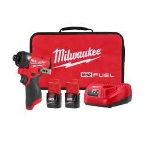 3453-22 M12 FUEL 12V Lithium-Ion Brushless Cordless 1/4 in. Hex Impact Driver Kit w/Two 2.0Ah Batteries, Charger Soft Case