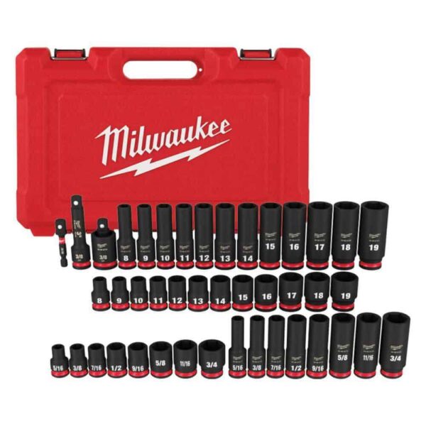 49-66-7009 SHOCKWAVE 3/8 in. Drive SAE and Metric 6 Point Impact Socket Set (43-Piece)