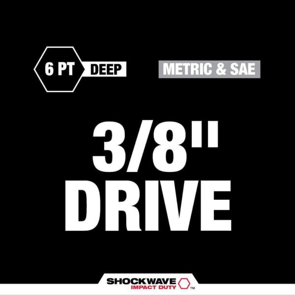 49-66-7009 SHOCKWAVE 3/8 in. Drive SAE and Metric 6 Point Impact Socket Set (43-Piece) - Image 2