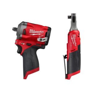 2554-20-2567-20 M12 FUEL 12V Lithium-Ion Brushless Cordless Stubby 3/8 in. Impact Wrench with 3/8 in. High Speed Ratchet