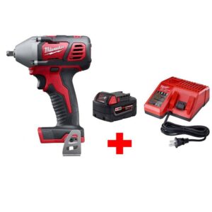 2658-20-48-59-1850 M18 18V Lithium-Ion Cordless 3/8 in. Impact Wrench W/ Friction Ring W/ M18 Starter Kit (1) 5.0Ah Battery   Charger