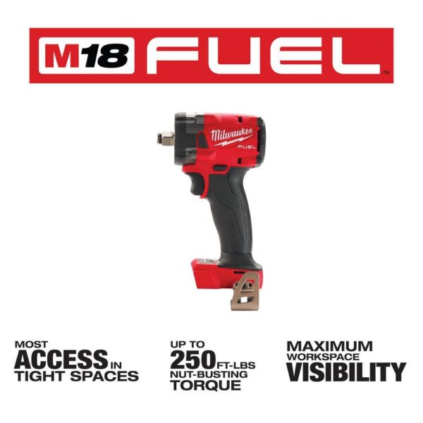 2854-20-2855-20 M18 FUEL Gen-2 18V Lithium-Ion Brushless Cordless 3/8 in.   1/2 in. Compact Impact Wrench with Friction Ring(2-Tool) - Image 4