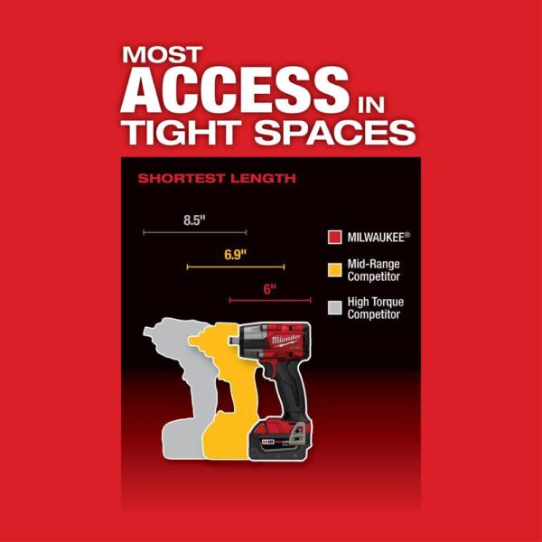 2962-20-48-11-1850 M18 FUEL Gen-2 18V Lithium-Ion Brushless Cordless Mid Torque 1/2 in. Impact Wrench with (1) 5.0 Ah Battery - Image 5