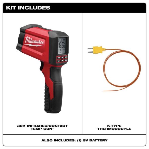2269-20 Laser Temperature Gun Infrared/Contact 30:1 Thermometer - Image 11