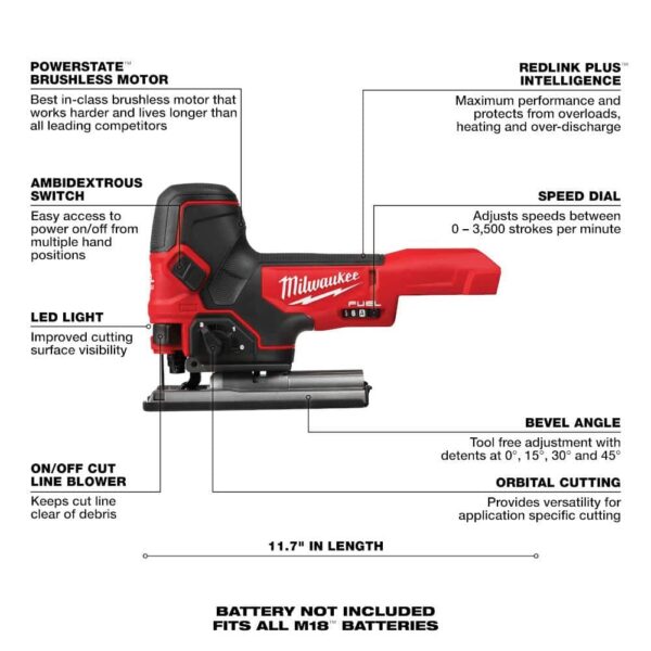 48-59-1850-2737B-20 M18 FUEL 18-Volt Lithium-Ion Brushless Cordless Barrel Grip Jig Saw w/5.0Ah Battery Starter Kit - Image 2