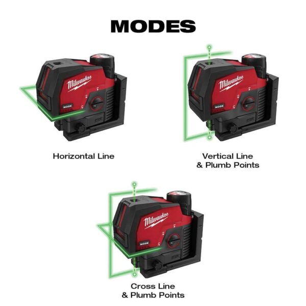 3622-20 M12 12-Volt Lithium-Ion Cordless Green 125 ft. Cross Line and Plumb Points Laser Level (Tool-Only) - Image 9
