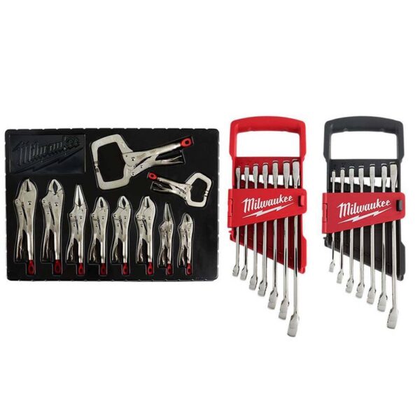 48-22-3690-48-22-9407-48-22-9507 Torque Lock Locking Pliers Kit with Combination Metric and SAE Wrench Mechanics Tool Set (24-Piece)