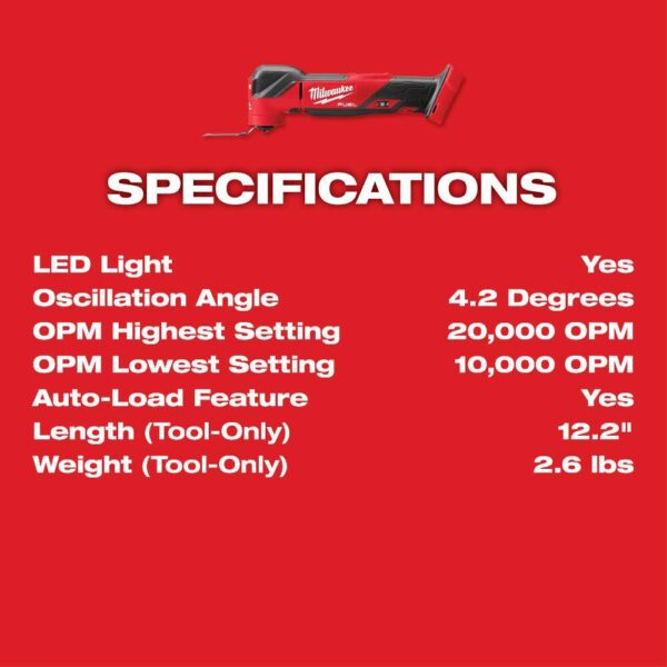 2836-21-49-10-9113 M18 FUEL 18V Lithium-Ion Cordless Brushless Oscillating Multi-Tool Kit W/ Multi-Tool Blade Kit (9-Piece) - Image 6