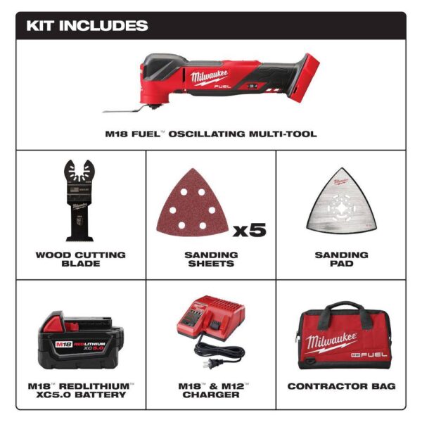 2836-21-49-10-9113 M18 FUEL 18V Lithium-Ion Cordless Brushless Oscillating Multi-Tool Kit W/ Multi-Tool Blade Kit (9-Piece) - Image 2