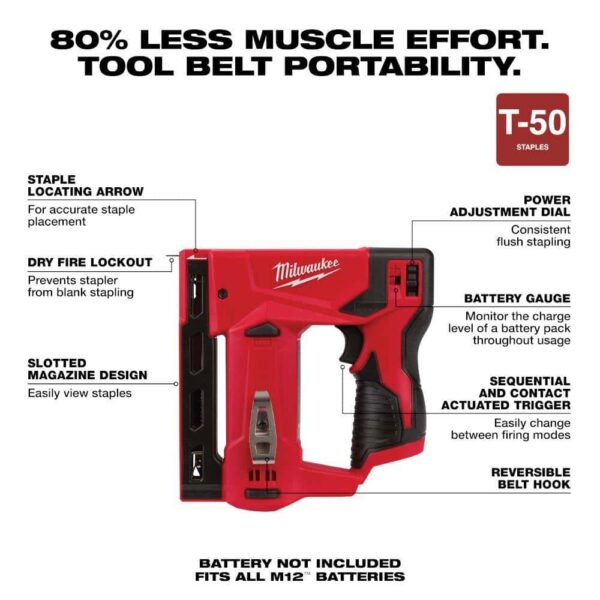 2540-21-2447-20 M12 12-Volt 23-Gauge Lithium-Ion Cordless Pin Nailer Kit with M12 12-Volt Lithium-Ion Cordless 3/8 in. Crown Stapler - Image 7