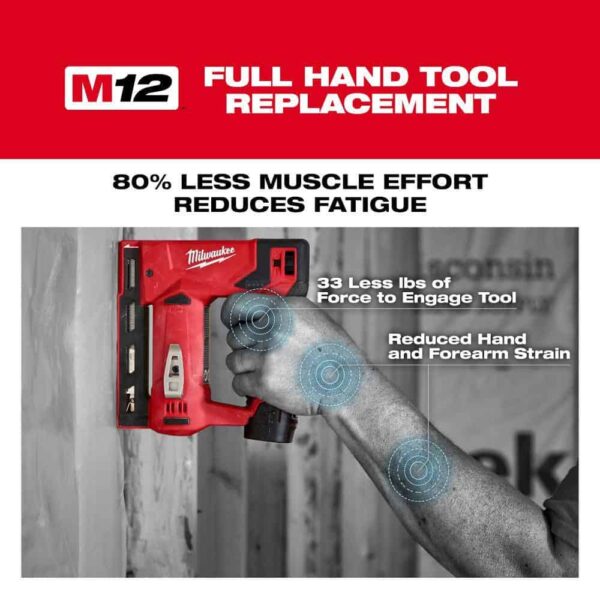 2540-21-2447-20 M12 12-Volt 23-Gauge Lithium-Ion Cordless Pin Nailer Kit with M12 12-Volt Lithium-Ion Cordless 3/8 in. Crown Stapler - Image 8