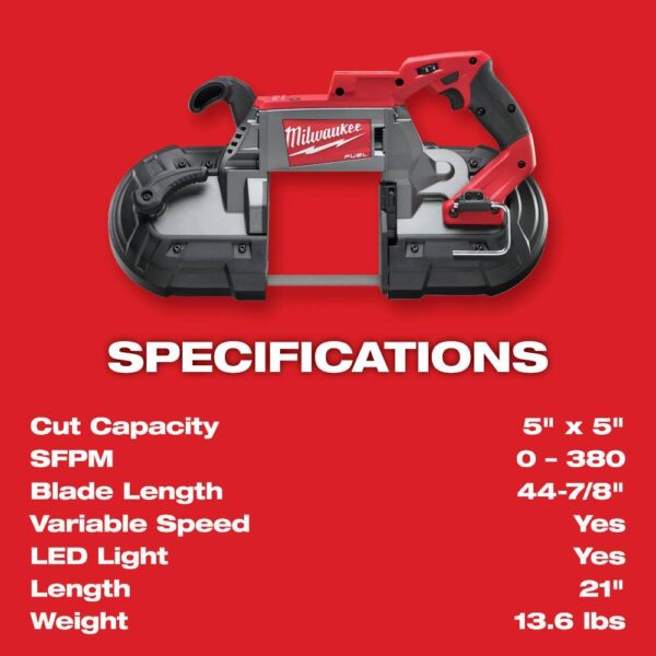 2729-20-2880-20 M18 FUEL 18V Lithium-Ion Brushless Cordless Deep Cut Band Saw and 4-1/2 in./5 in. Grinder (2-Tool) - Image 10