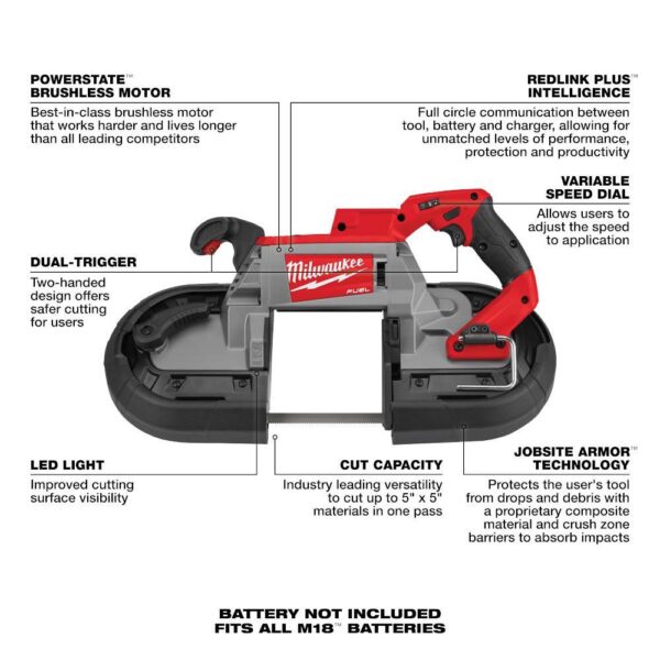2729S-20 M18 FUEL 18V Lithium-Ion Brushless Cordless Deep Cut Dual-Trigger Band Saw (Tool-Only) - Image 4