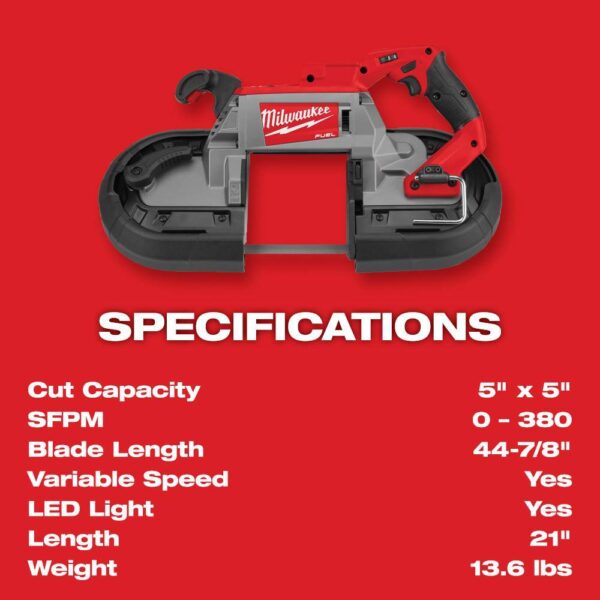2729S-20 M18 FUEL 18V Lithium-Ion Brushless Cordless Deep Cut Dual-Trigger Band Saw (Tool-Only) - Image 8