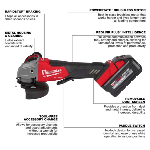 2829-20-2880-20 M18 FUEL 18V Lithium-Ion Brushless Cordless Compact Bandsaw and 4-1/2 in./5 in. Grinder (2-Tool) - Image 3