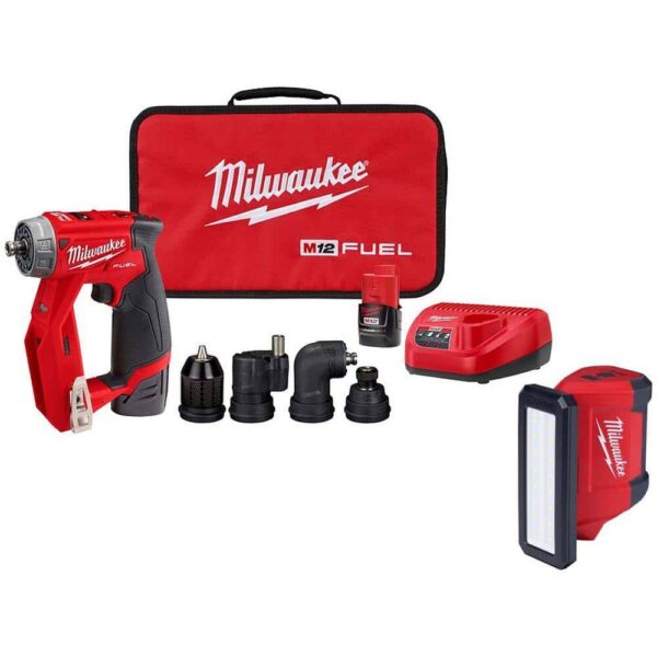 2505-22-2367-20 M12 FUEL 12-Volt Lithium-Ion Brushless Cordless 4-in-1 Installation 3/8 in. Drill Driver Kit w/M12 Rover Service Light