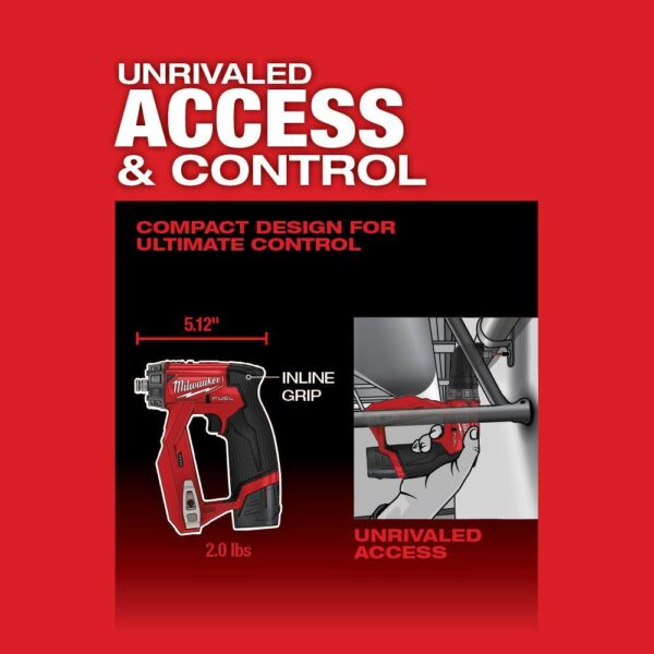 2505-22-2540-20 M12 FUEL 12V Cordless 4-in-1 Installation 3/8 in. Drill Driver Kit with M12 23-Gauge Lithium-Ion Cordless Pin Nailer - Image 6