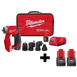 2505-22-48-11-2411 M12 FUEL 12V Lithium-Ion Brushless Cordless 4-in-1 Installation 3/8 in. Drill Driver Kit W/ Batteries (2-Pack)