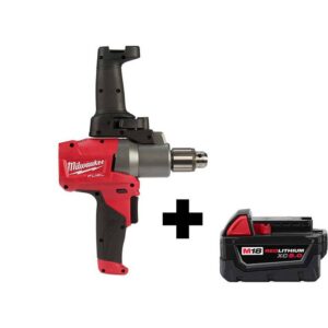 2810-20-48-11-1850 M18 FUEL 18-Volt Lithium-Ion Brushless Cordless 1/2 in. Mud Mixer with M18 5.0 Ah Battery