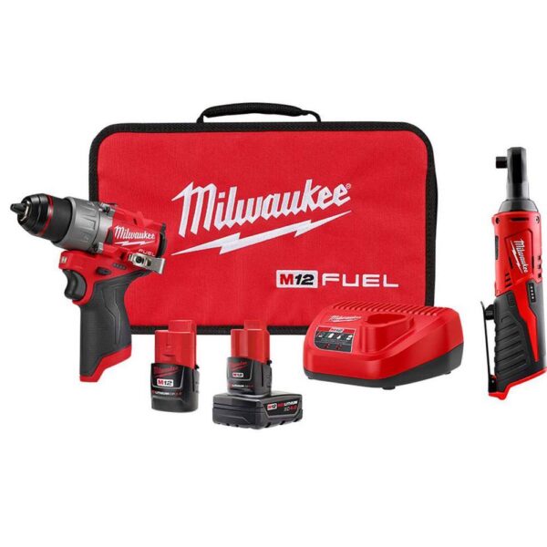 3403-22-2457-20 M12 FUEL 12-Volt Lithium-Ion Brushless Cordless 1/2 in. Drill Driver Kit with M12 3/8 in. Ratchet