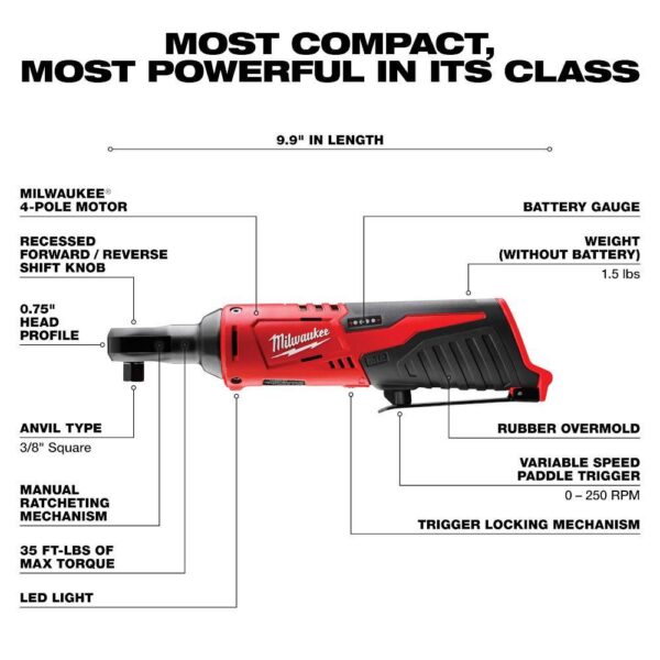3403-22-2457-20 M12 FUEL 12-Volt Lithium-Ion Brushless Cordless 1/2 in. Drill Driver Kit with M12 3/8 in. Ratchet - Image 10
