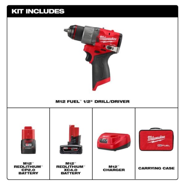 3403-22-2488-20 M12 FUEL 12V Lithium-Ion Brushless Cordless 1/2 in. Drill Driver Kit w/M12 Soldering Iron - Image 3