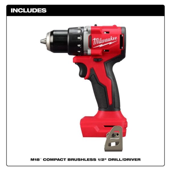 3601-20-48-59-1850 M18 18V Lithium-Ion Brushless Cordless 1/2 in. Compact Drill/Driver with M18 5.0Ah Battery and Charger - Image 3