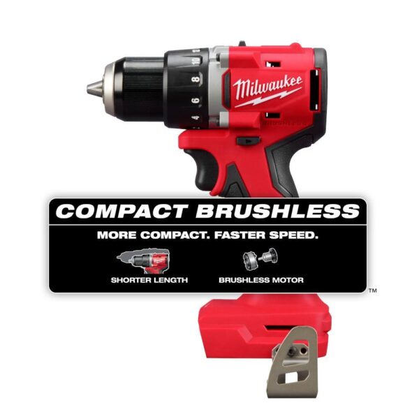 3601-20-48-59-1850 M18 18V Lithium-Ion Brushless Cordless 1/2 in. Compact Drill/Driver with M18 5.0Ah Battery and Charger - Image 2