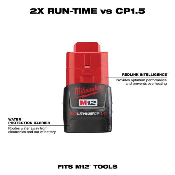 48-11-2430 M12 12-Volt Lithium-Ion Compact Battery Pack 3.0Ah (2-Pack) - Image 7