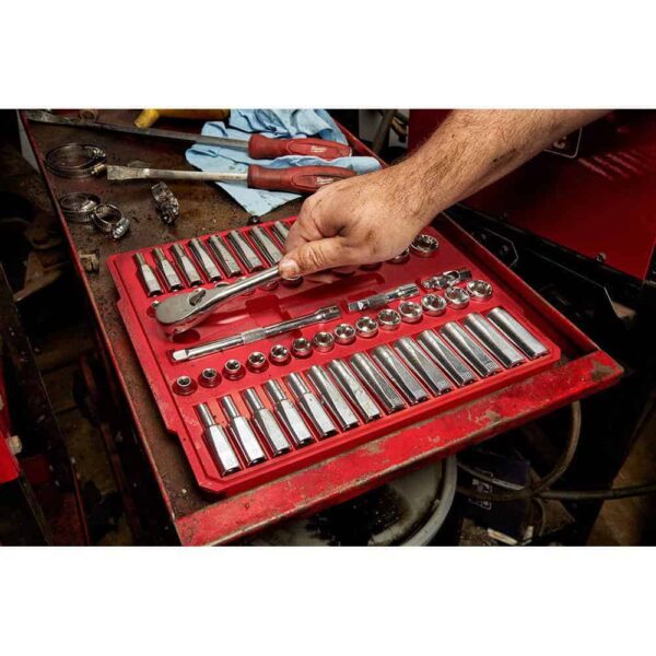48-22-9008-48-22-9010 3/8 in. and 1/2 in. Drive SAE/Metric Ratchet and Socket Mechanics Tool Set (103-Piece) - Image 9